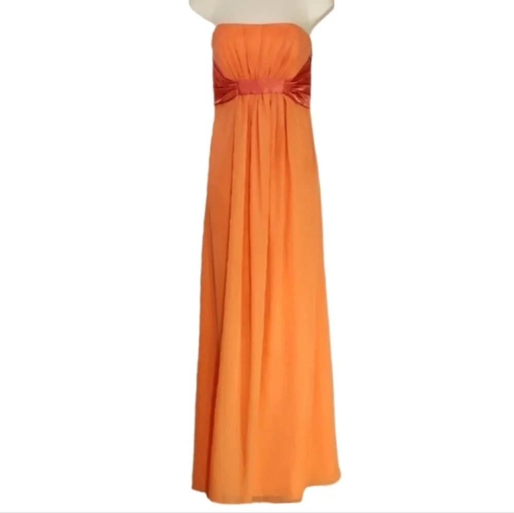 Expressions Dress Strapless Chiffon Overlay Maxi Orange Size 8 - Picture 17 of 17
